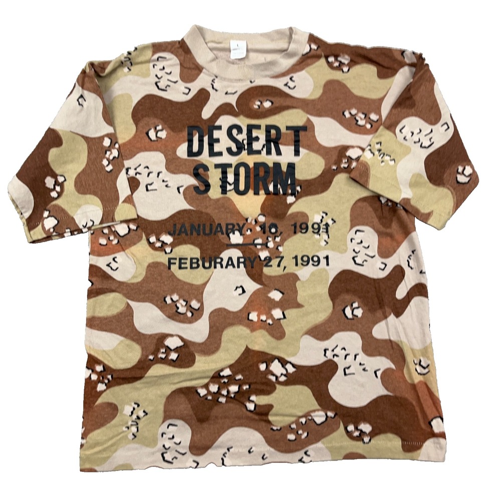 Vintage Desert Storm Shirt Men Large Brown Camo Single Stitch 90s USA Army 1991